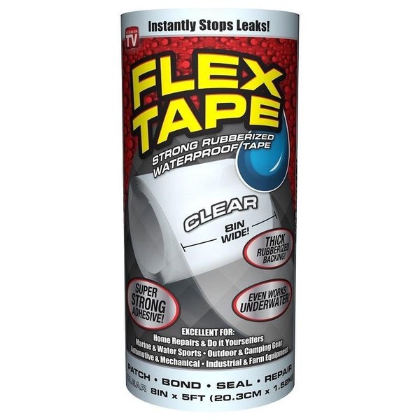 Flex Seal Repair Tape, 5 ft L, 8 in W, Clear TFSCLRR0805